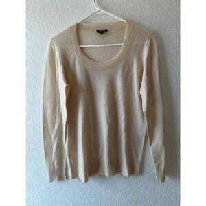 WORTH IVORY 100% WOOL LONG SLEEVE PULLOVER LIGHTWEIGHT SWEATER MEDIUM